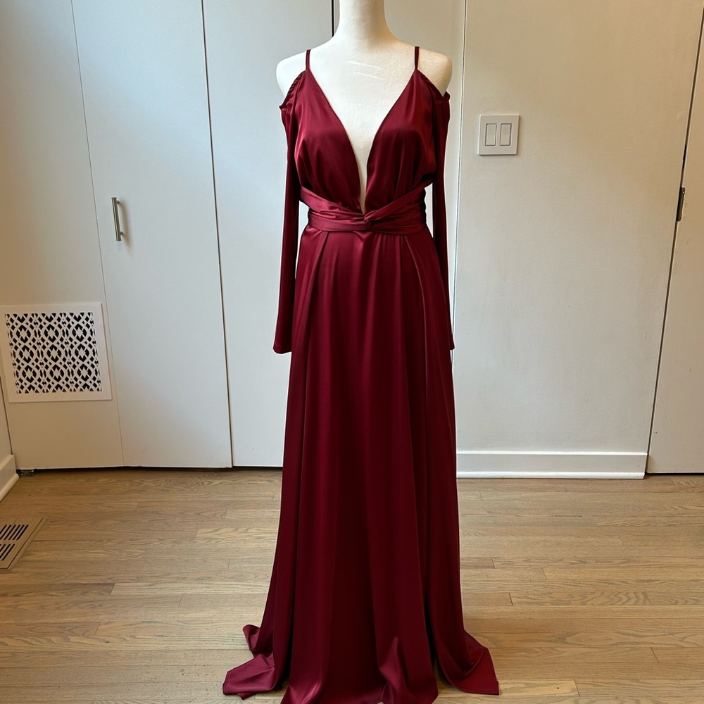 Elegant Burgundy Evening Gown
